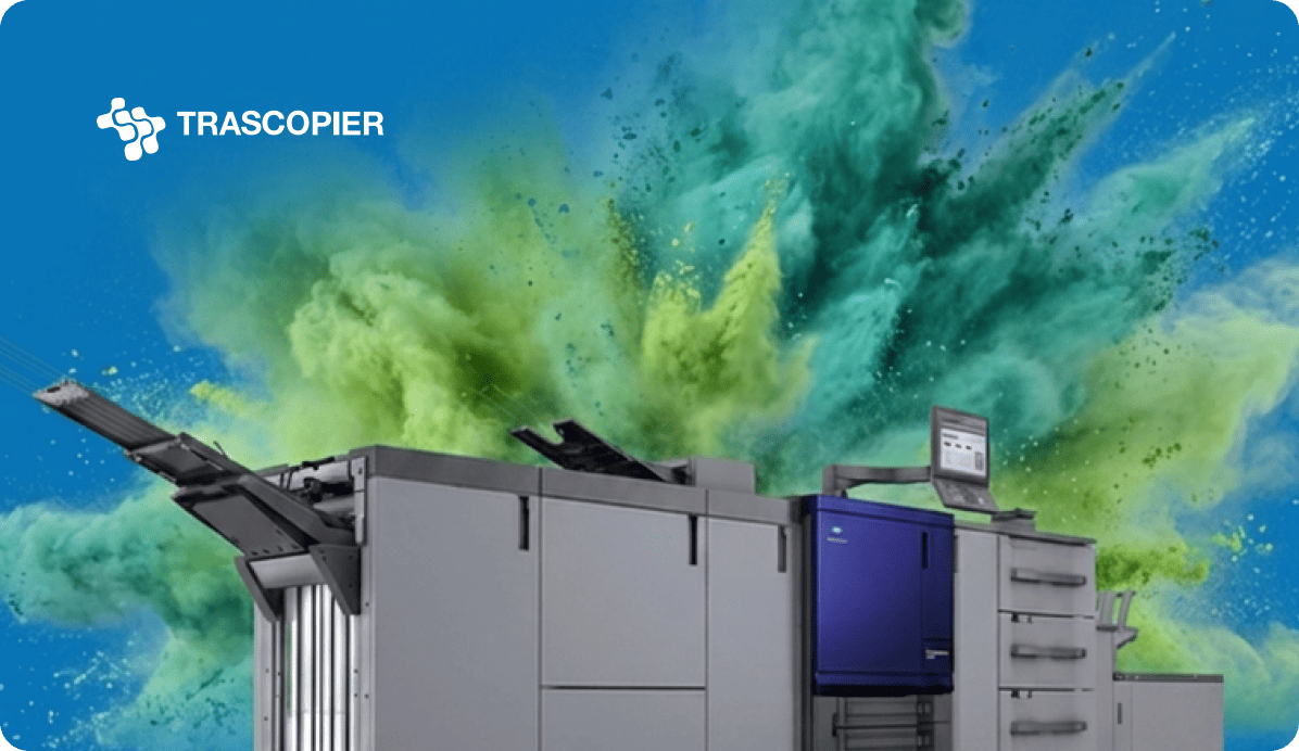Campaña de equipos de impresión industrial Trascopier con efecto de explosión de color